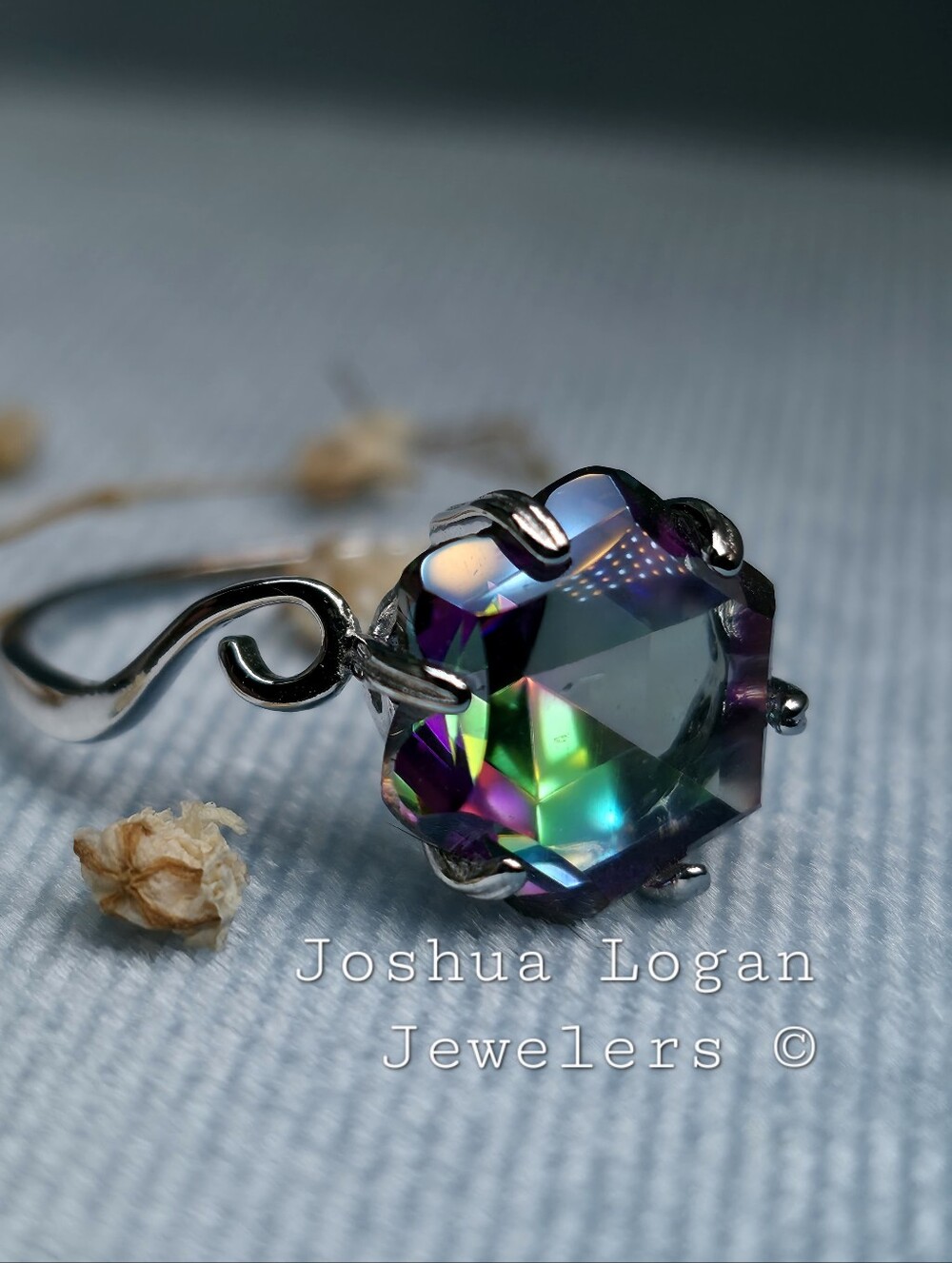Natural Mystic Quartz Ring In Sterling Silver